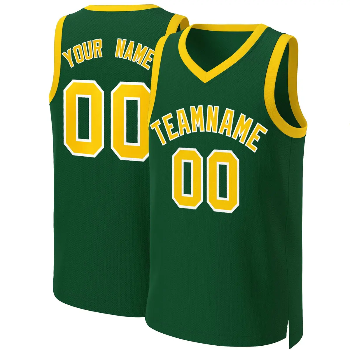 Green Gold-White Classic Basketball Jersey