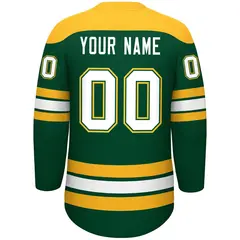 Green Gold White Classic Lace-Up Neck Hockey Jersey 4