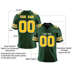 Green Gold-White Classic Mesh Authentic Football Jersey 2