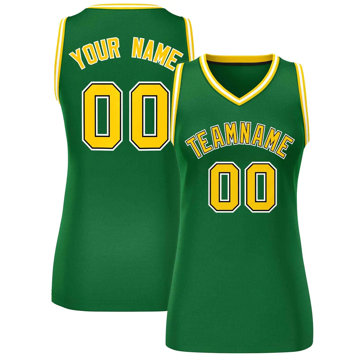 Green Gold-White Classic Mesh Basketball Jersey for Women