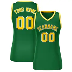 Green Gold-White Classic Mesh Basketball Jersey for Women