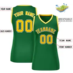 Green Gold-White Classic Mesh Basketball Jersey for Women 2