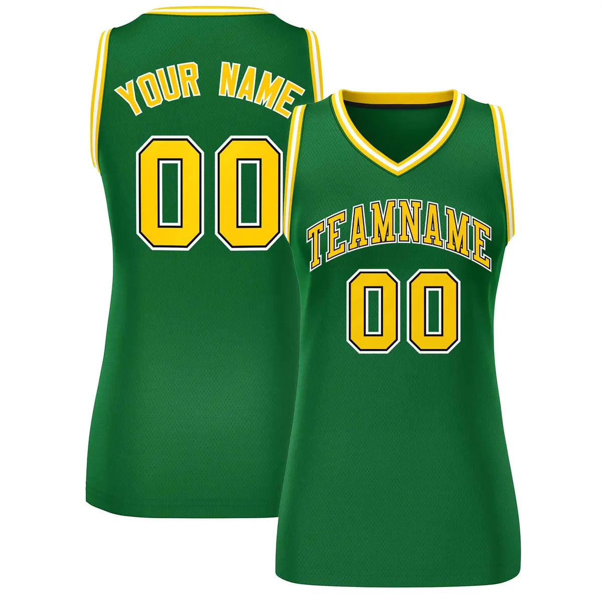 Green Gold-White Classic Mesh Basketball Jersey for Women