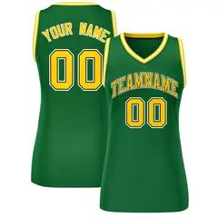 Green Gold-White Classic Mesh Basketball Jersey for Women