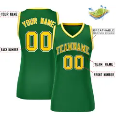 Green Gold-White Classic Mesh Basketball Jersey for Women 2