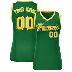 Green Gold-White Classic Mesh Basketball Jersey for Women