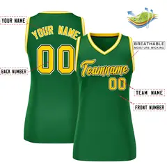 Green Gold-White Classic Mesh Basketball Jersey for Women 2