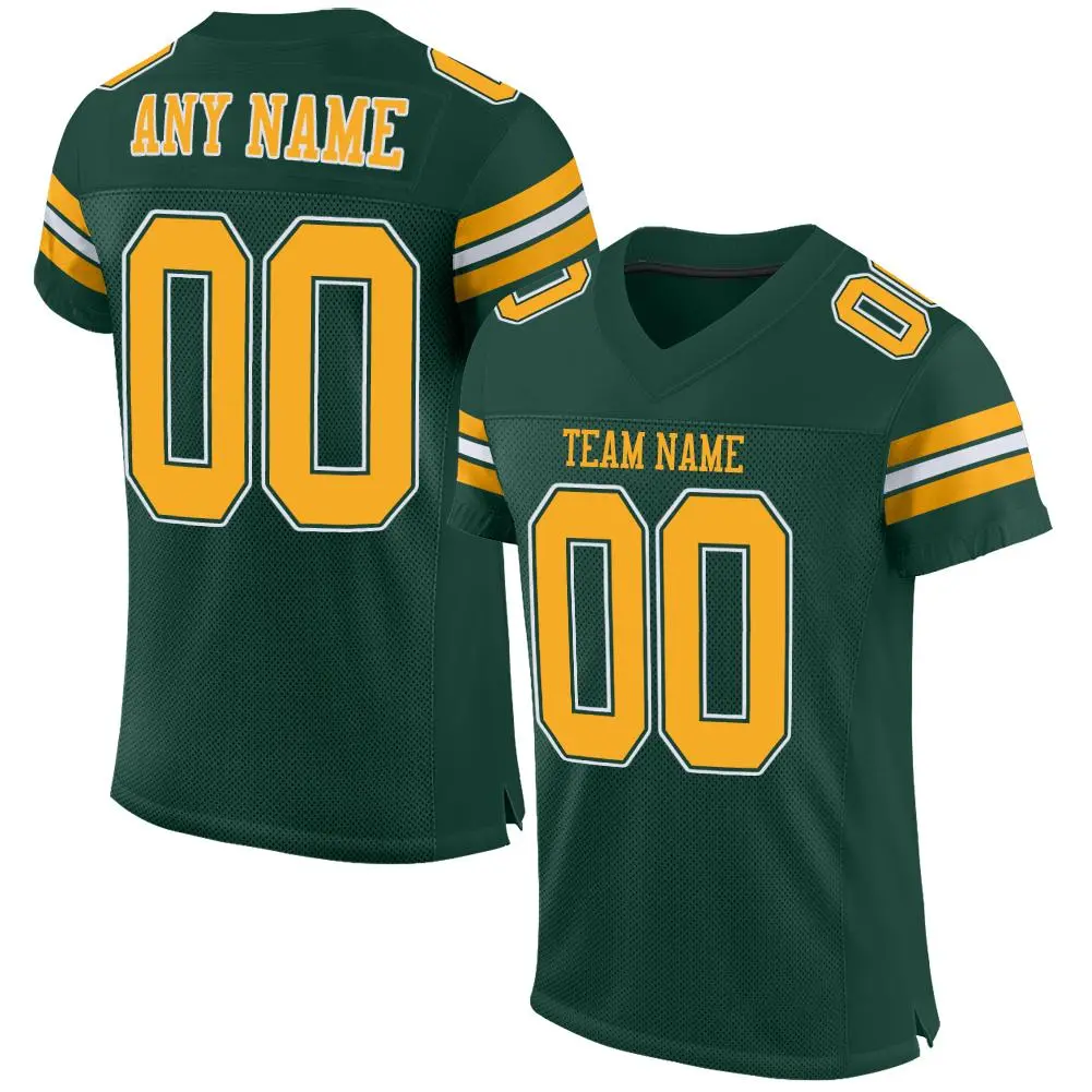 Green Gold-White Classic Mesh Football Jersey