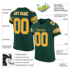 Green Gold-White Classic Mesh Football Jersey 2