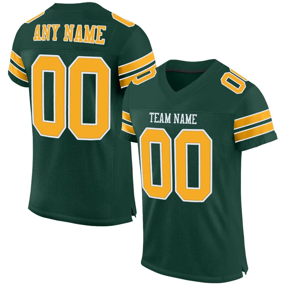 Green Gold-White Classic Mesh Football Jersey