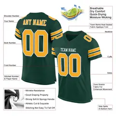 Green Gold-White Classic Mesh Football Jersey 2