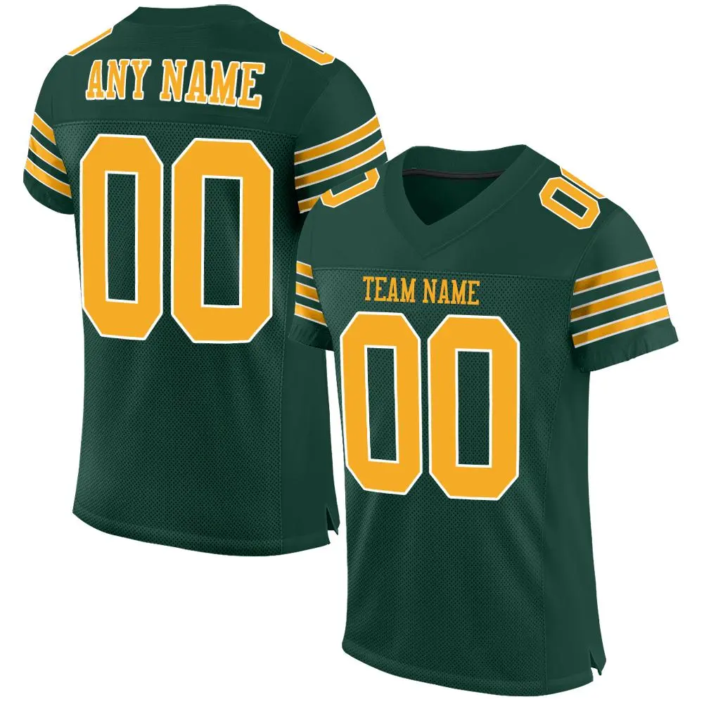 Green Gold-White Classic Mesh Football Jersey