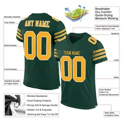 Green Gold-White Classic Mesh Football Jersey 2