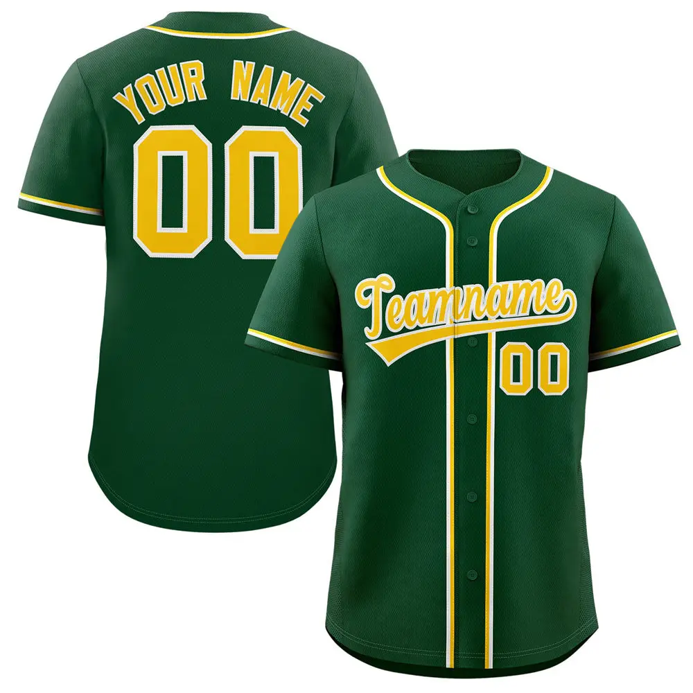 Green Gold-White Classic Style Authentic Baseball Jersey