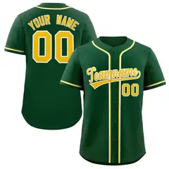 Green Gold-White Classic Style Authentic Baseball Jersey