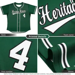 Green Gold-White Classic Style Authentic Baseball Jersey 2
