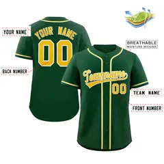 Green Gold-White Classic Style Authentic Baseball Jersey 3