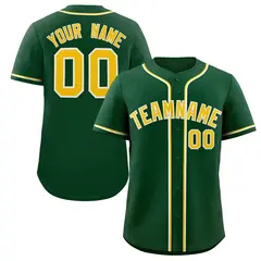 Green Gold-White Classic Style Authentic Baseball Jersey