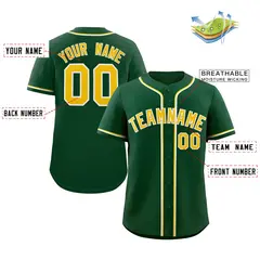 Green Gold-White Classic Style Authentic Baseball Jersey 2