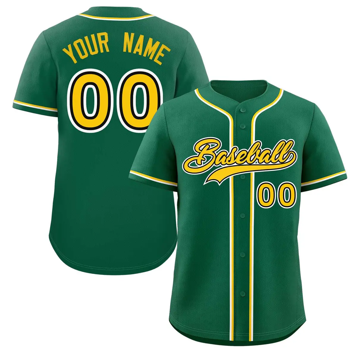 Green Gold-White Classic Style Authentic Baseball Jersey