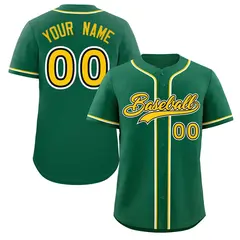 Green Gold-White Classic Style Authentic Baseball Jersey