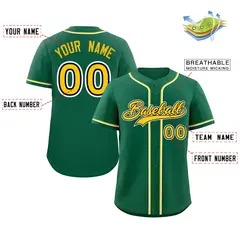 Green Gold-White Classic Style Authentic Baseball Jersey 2