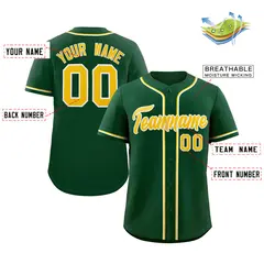 Green Gold-White Classic Style Authentic Baseball Jersey 2