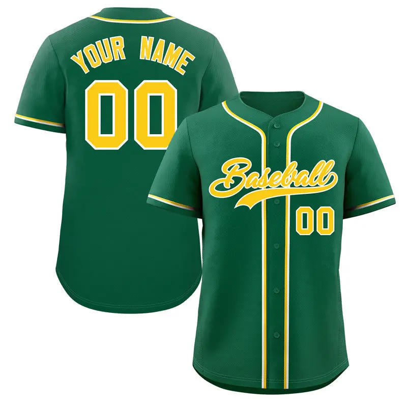Green Gold-White Classic Style Authentic Baseball Jersey