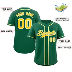 Green Gold-White Classic Style Authentic Baseball Jersey 2