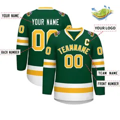 Green Gold-White Classic Style Hockey Jersey 2