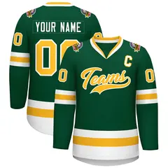 Green Gold-White Classic Style Hockey Jersey 1