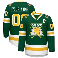Green Gold-White Classic Style Hockey Jersey