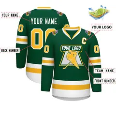 Green Gold-White Classic Style Hockey Jersey 2