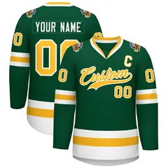 Green Gold-White Classic Style Hockey Jersey 1