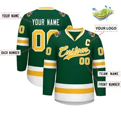 Green Gold-White Classic Style Hockey Jersey 2