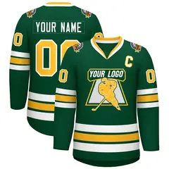 Green Gold-White Classic Style Hockey Jersey 1