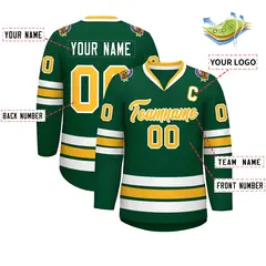 Green Gold-White Classic Style Hockey Jersey 2