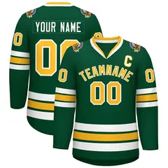 Green Gold-White Classic Style Hockey Jersey 1