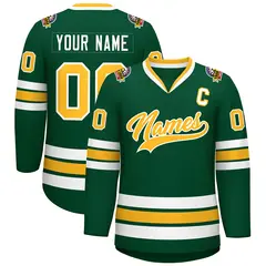 Green Gold-White Classic Style Hockey Jersey 1