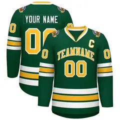 Green Gold-White Classic Style Hockey Jersey 1