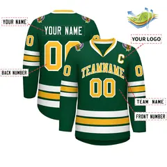 Green Gold-White Classic Style Hockey Jersey 2