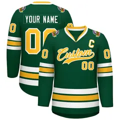 Green Gold-White Classic Style Hockey Jersey 1