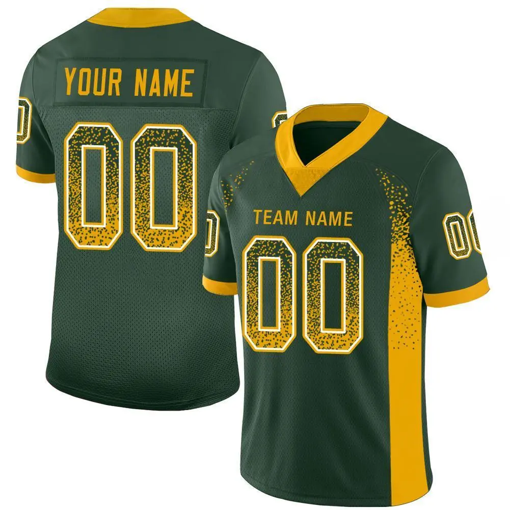Green Gold-White Drift Mesh Football Jersey