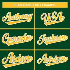 Green Gold-White Full Button Baseball Jersey 3