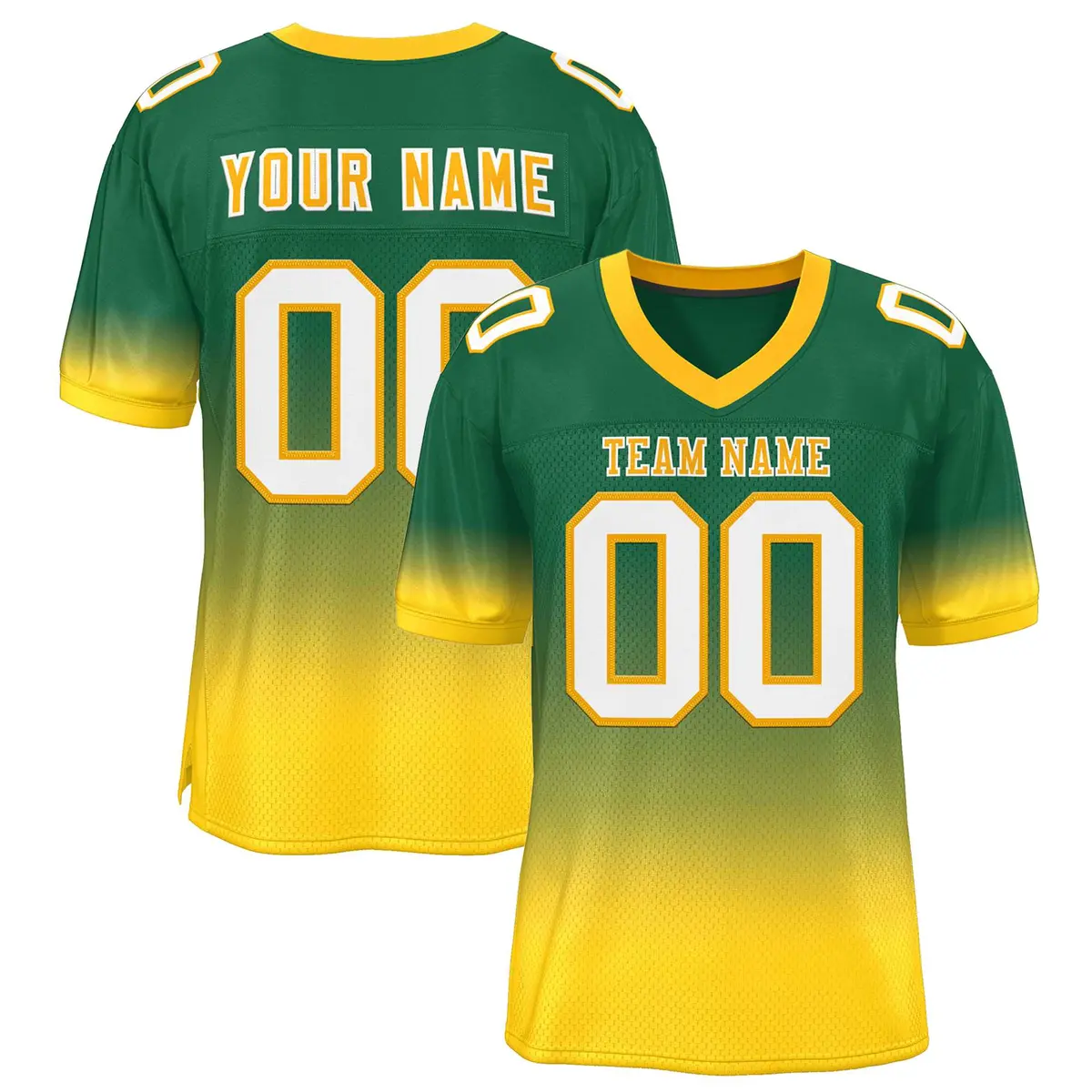 Green Gold-White Gradient Fashion Team Football Jersey