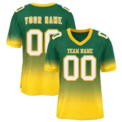 Green Gold-White Gradient Fashion Team Football Jersey