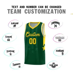 Green Gold White Gradient Star Graffiti Basketball Jersey 4