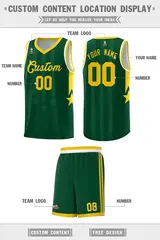 Green Gold White Gradient Star Graffiti Basketball Jersey 5