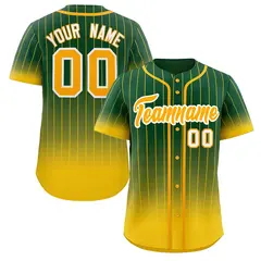 Green Gold-White Gradient Stripe Baseball Jersey