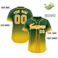 Green Gold-White Gradient Stripe Baseball Jersey 2